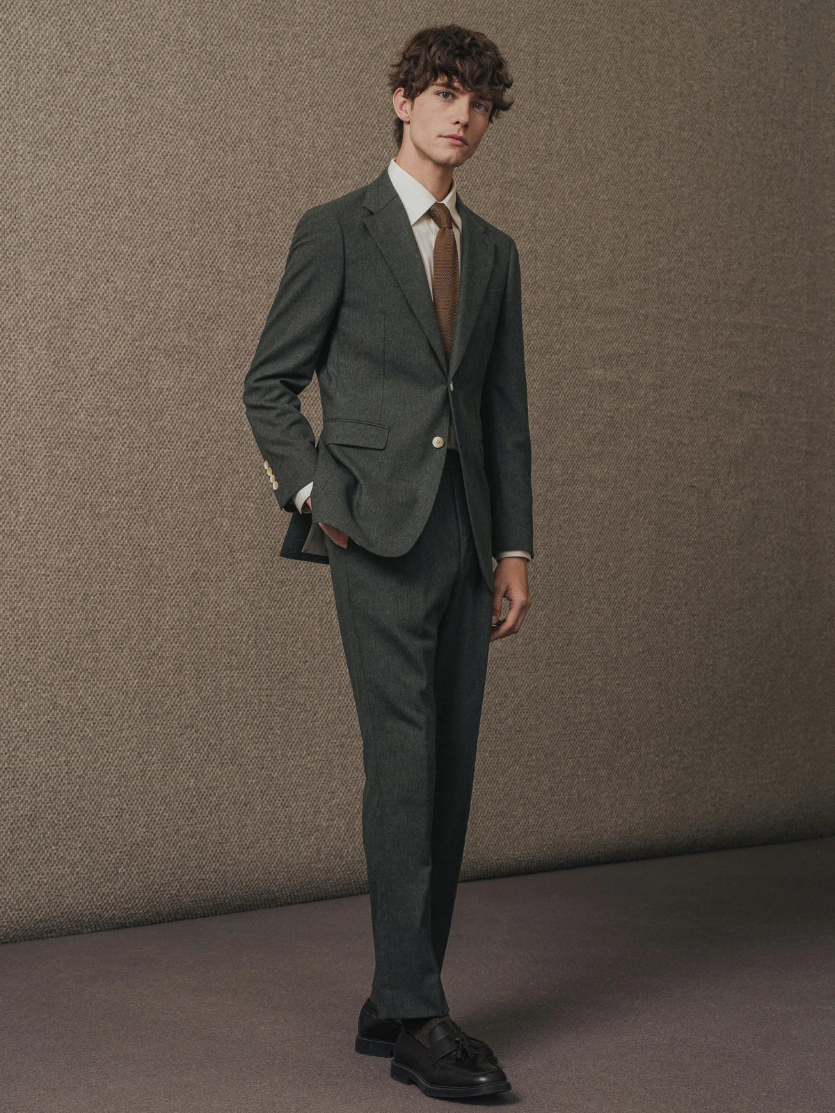 100% Wool Mens Suits Set Blazer + Pant Green Luxury Wedding Groom Wear Simple Style Fashion Man Suit Slim Fit Casual Clothes