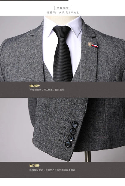 S-6XL Jacket Vest Pants Casual Plaid Retro Business Men's Suit 3Pcs or 2Pcs Set Groom Wedding Dress Blazer Waistcoat Trousers
