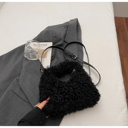 Plush Sweet Shoulder Bags for Women Cute Autumn and Winter 2025 New Versatile Fashion Large Capacity Women's Handbags