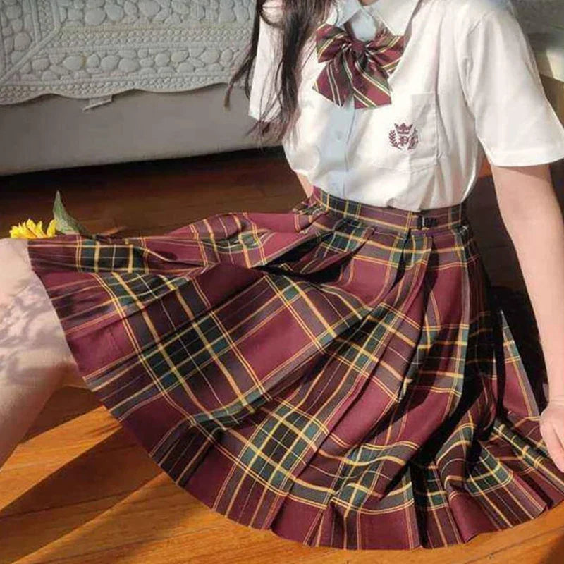 Plaid Women Pleated Skirt Bow Knot Summer High Waist Preppy Girls Dance Mini Skirt Cute A Line Harajuku Sexy Japan Faldas