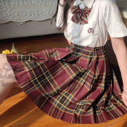 Plaid Women Pleated Skirt Bow Knot Summer High Waist Preppy Girls Dance Mini Skirt Cute A Line Harajuku Sexy Japan Faldas