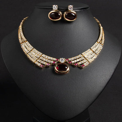 Pop Hot Stereo Jewelry Oil Painting Necklace Earrings Premium Multi-Color 2-Piece Wedding Travel Women's Holiday Gift M-1000