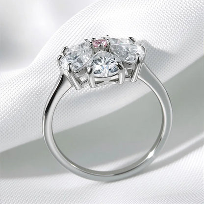 14K Plated 6 Gems Moissanite Rings for Women Luxury Wedding Lab Diamond Pure 925 Silver Band Fine Jewelry Female Ring GRA