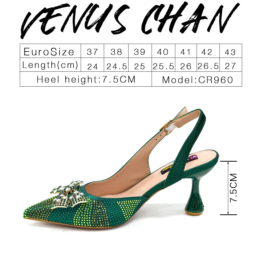 Italian Design Women's Shoes & Rhinestone Butterfly Bag – Perfect for Weddings & Bridal Accessories