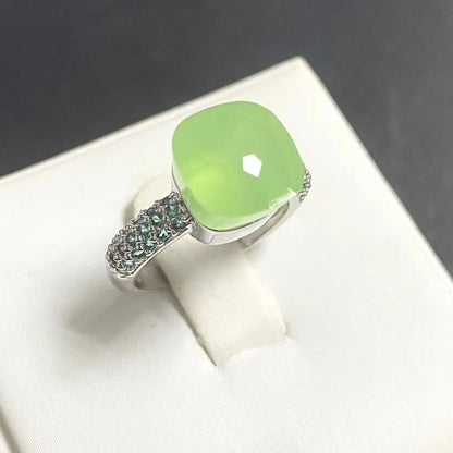 10.6mm Classic Ring for Women Light Blue Zircon Blue Topaz Candy Water Drop Crystal Ring Platinum Plated Jewelry Gift