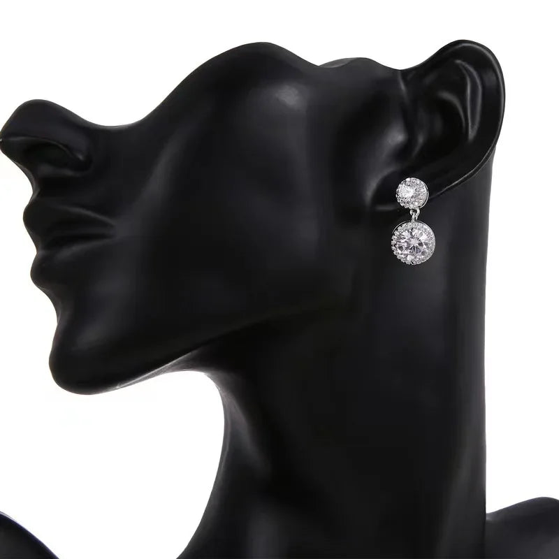 5cttw Moissanite Drop EarringsCertified Certificates 925 Sterling Silver Double Round Cut Halo Diamond Stud Earring for Women