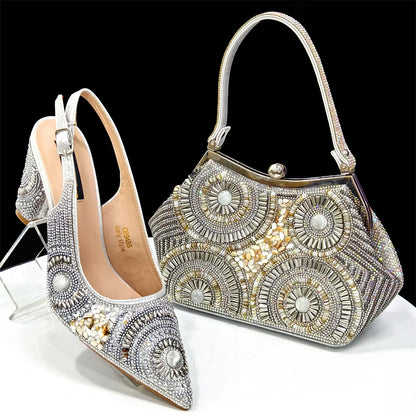 Black Women Shoes And Bag Set Fashion African Ladies High Heels Pumps Match With Handbag Fashion Sandals Femmes
