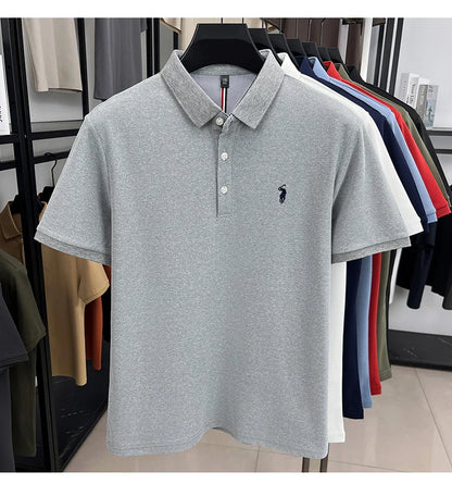 Luxury brand short sleeve men polo shirt summer ice silk breathable high-end pony embroidery design casual business Paul T-shirt