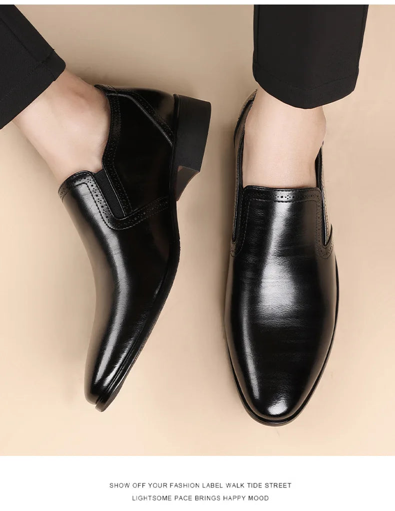 Spring Autumn New Pointed Leather Shoes for Men Solid Color Business Casual Shoes Male Fashion Designer Dress Shoe Man