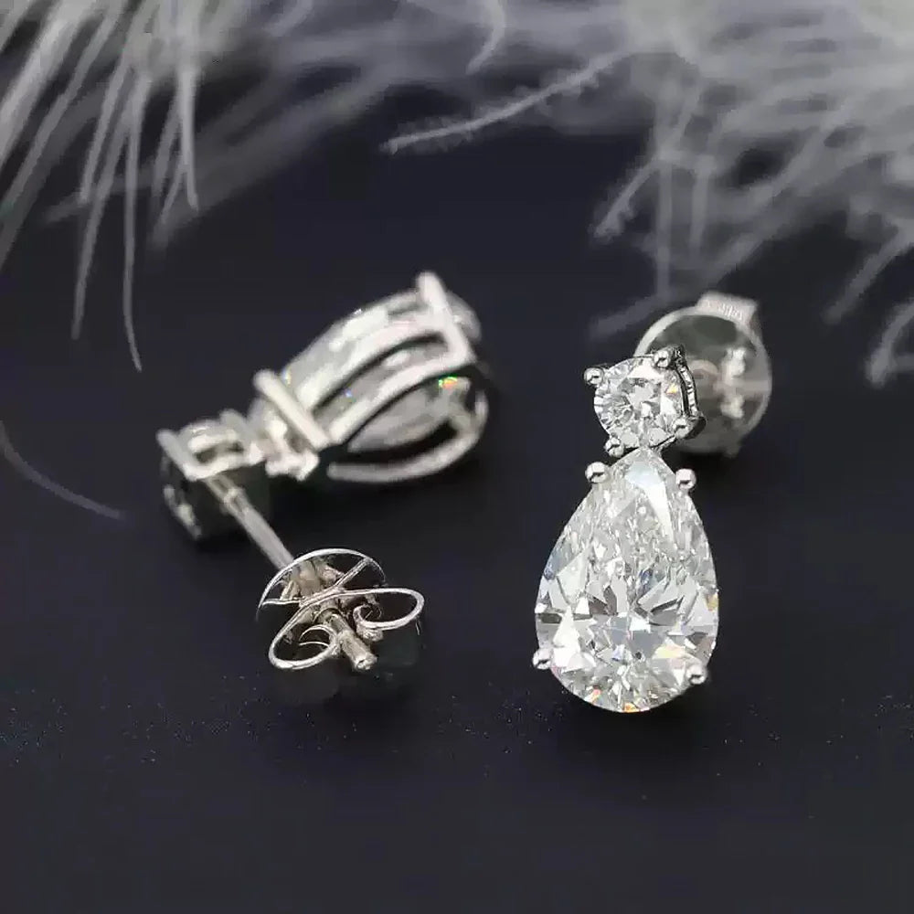 3cttw  Certified Oval/Round Cut Moissanite Diamond Drop Earrings for Women 100% 925 Sterling Silver Stud Earring Fine Jewelry