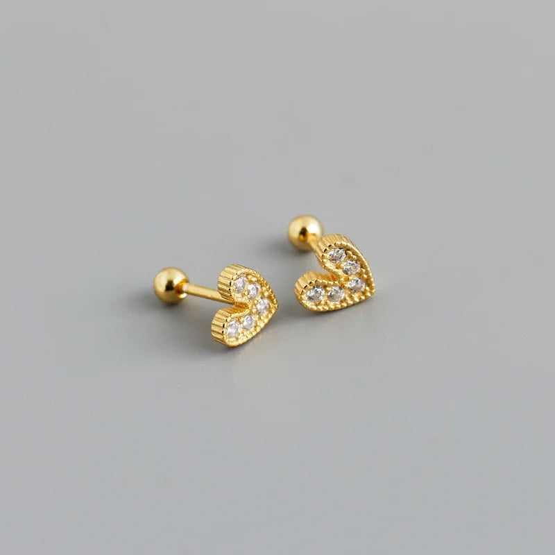 925 Sterling Silver Fashion Korean Petal Screw Bead Stud Earrings for Women Charm Ear Bone Piercing Jewelry Accessories