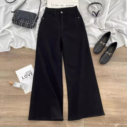 High Waist Jeans Girls Chic Fashion Straight Leg Denim Trousers