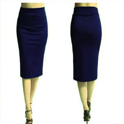 Women Pencil Skirt New Ladies Office Stretch Bodycon Midi Skirt Female High Waist Mid-Calf Jersey Skirts Puls Size XL