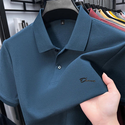 cotton100% hot sale men's new short sleeve polo shirt summer lapel letter printing ventilate t-shirt business classic mans wear