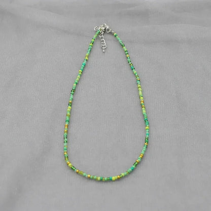 Handmade Rainbow Seed Beads Simple Choker Necklace Candy Color Neck Chain Women's Wild Sweet Colorful Collar Jewelry