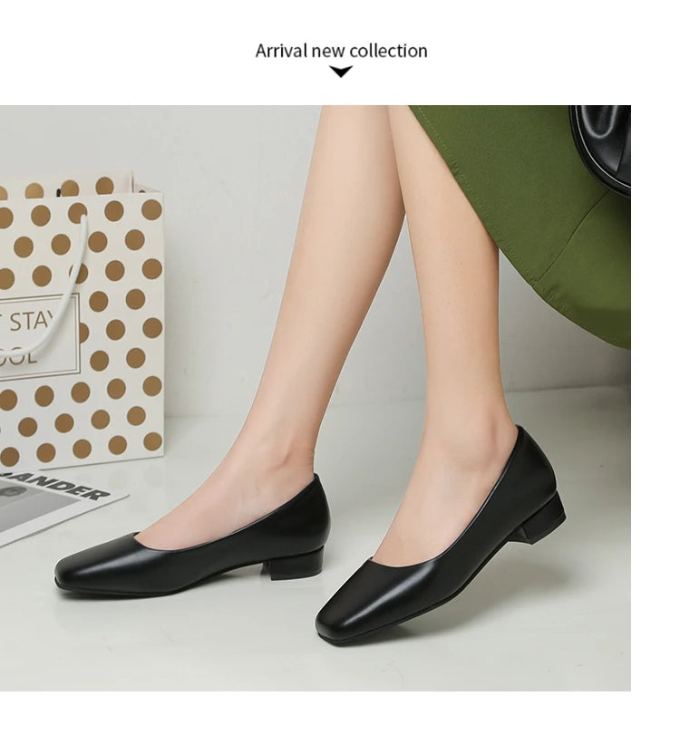 Spring Autumn Women Elegant Square Toe Low Heel Shallow Cut Single Shoes Casual Pumps Shoes for Women 35-41 Platform Shoes