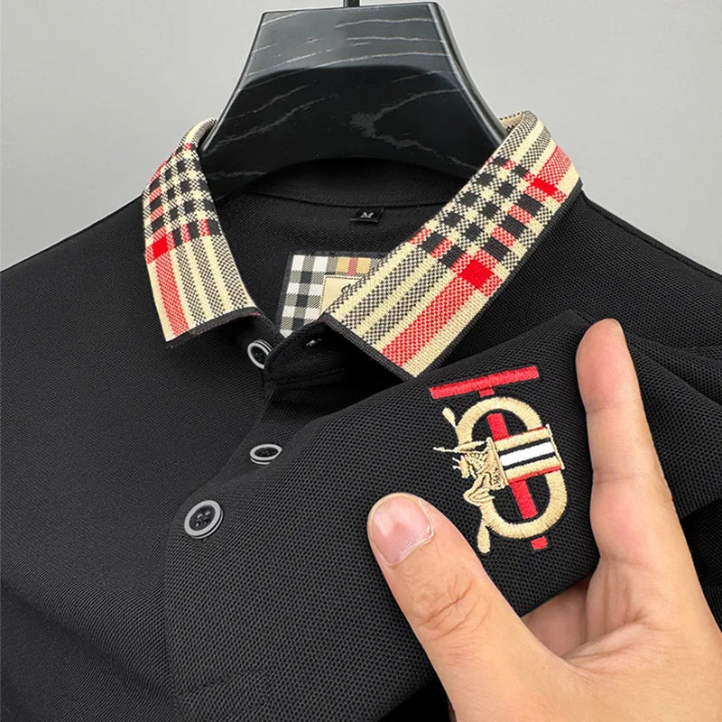 Fashion designer brand short sleeve men's polo shirt new lapel top high-end embroidery summer breathable casual Paul T-shirt