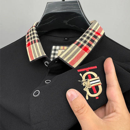 Fashion designer brand short sleeve men's polo shirt new lapel top high-end embroidery summer breathable casual Paul T-shirt