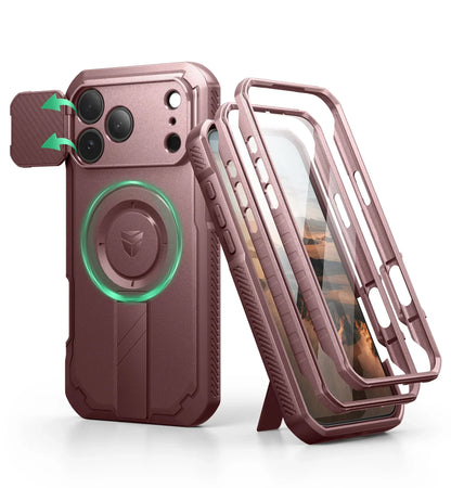 For iphone 17 pro max case with Camera Cover & Adjustable Kickstand Compatible With MagSafe Shockproof Magnetic Protective Cover