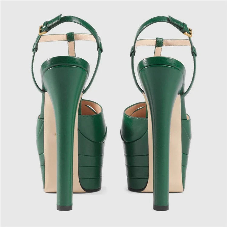 2026 Women's Round Head Sandals Thin Heels 5cm Thick Bottom Slope Heel Fish Mouth Rivet Sandal T-Platform Sandals Size34-43