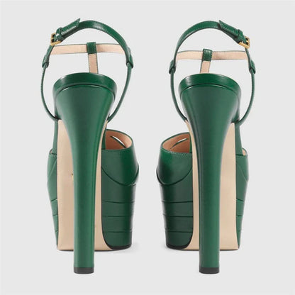 2026 Women's Round Head Sandals Thin Heels 5cm Thick Bottom Slope Heel Fish Mouth Rivet Sandal T-Platform Sandals Size34-43