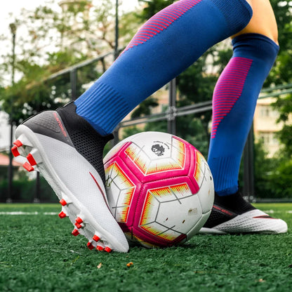 Big Size 49 48 Slip On Soccer Shoes Unisex Long Spike AG/TF Artificial Football Shoes Indoor Anti-slip Training Sport Boots