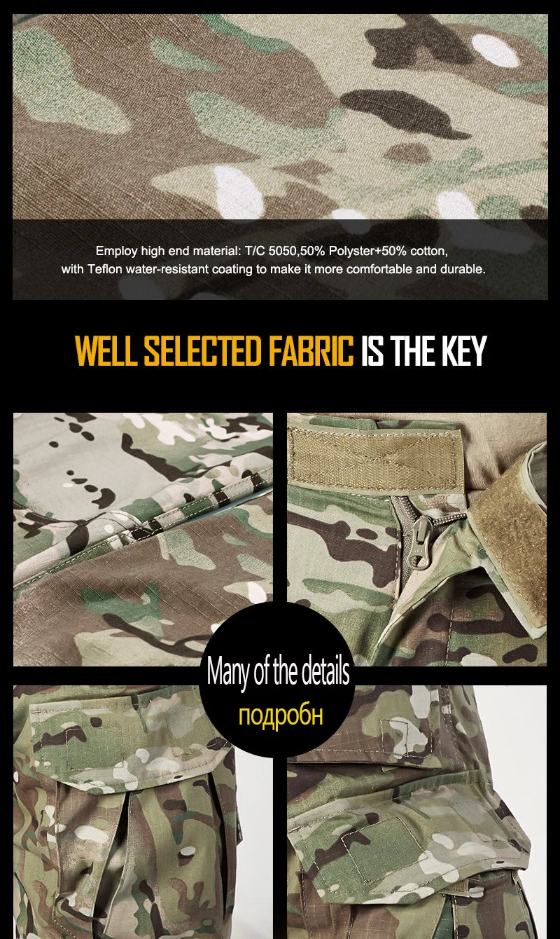 2025 New Multicam Pants with Knee Pads Men Tactical Combat Cargo Camouflage Trousers Hunting Quick Dry Breathable Sport Pants