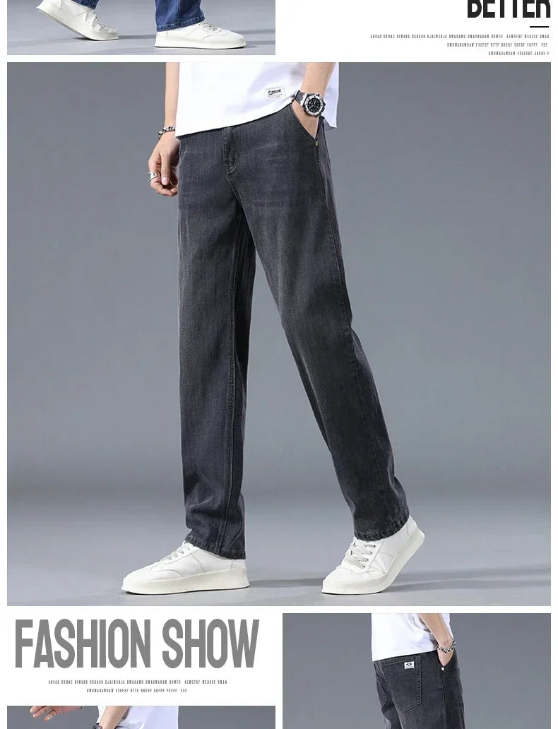Business Jeans Men's Spring Thin Casual Straight Fashion Loose Brand Pants Comfortable Male Denim Trousers Versatile