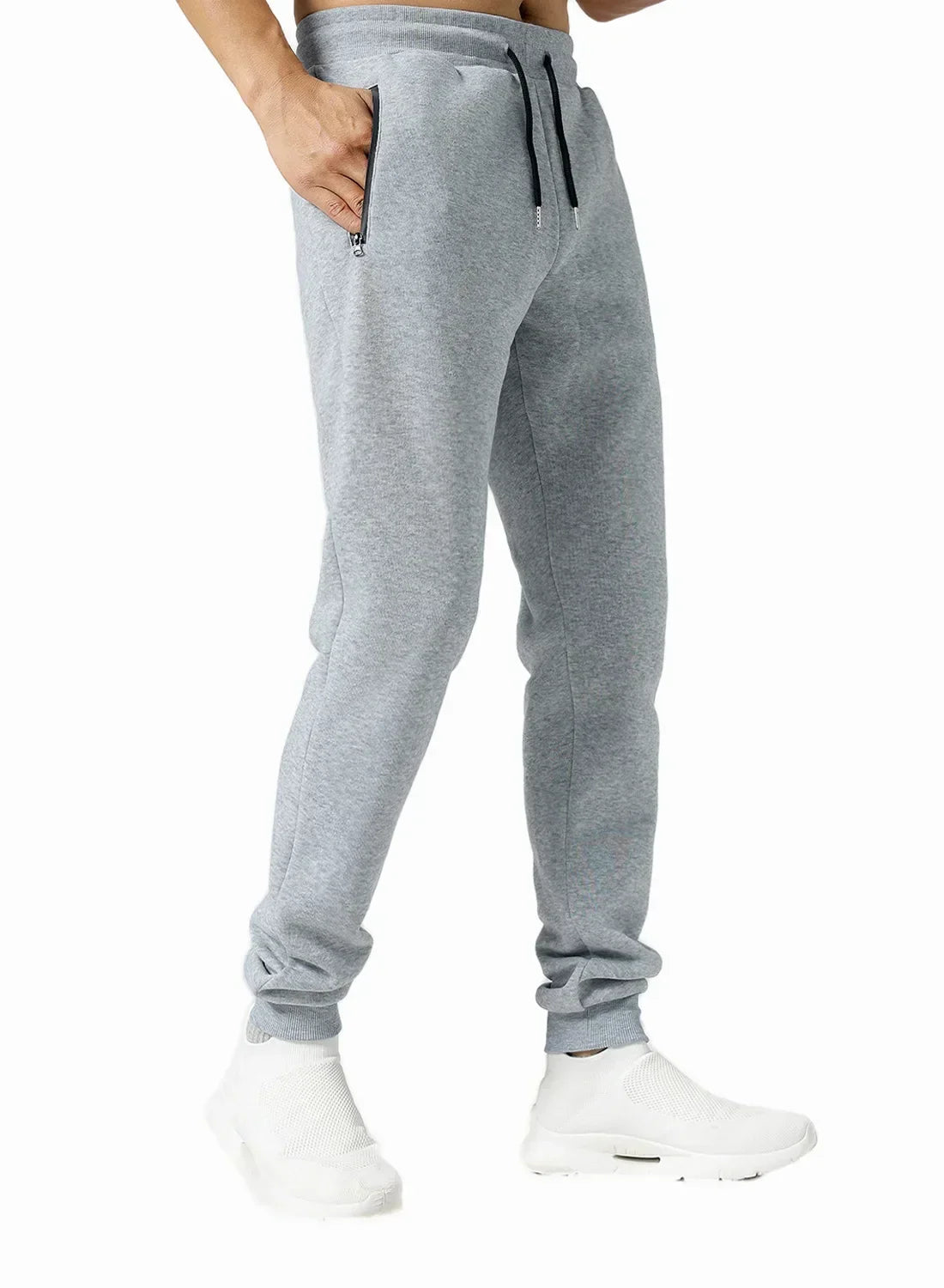 New Sweatpants Side Zipper Pockets Men Joggers Track Pants Elastic Waist Sport Casual Trousers Baggy Fitness Gym Clothing