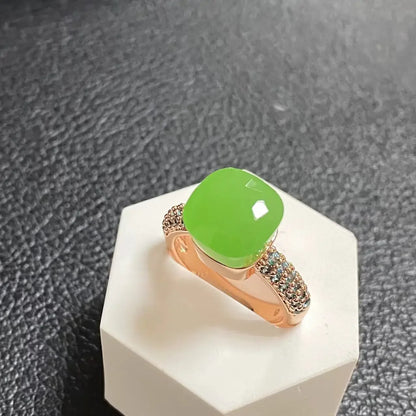 10.6mm Topaz Ring For Women Inlay Light Blue Zircon Candy Water Drop Crystal Ring Rose Gold Plated Jewelry Gift