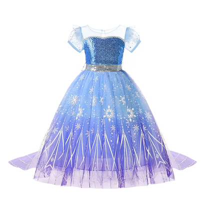 2-10Y Kids Prium Cosplay Elsa Anna Costume Dress 2025 Winter Long Mesh Princess DressGirl Christma Carnival Clothes Ball Gown