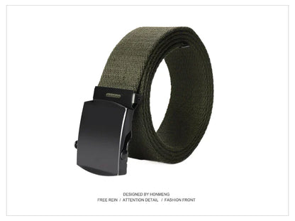 New Unisex Automatic Buckle Fashion Nylon Belt Classic Popular Casual Light Practical Woven Smooth Women Men Canvas Belt 3.8cm