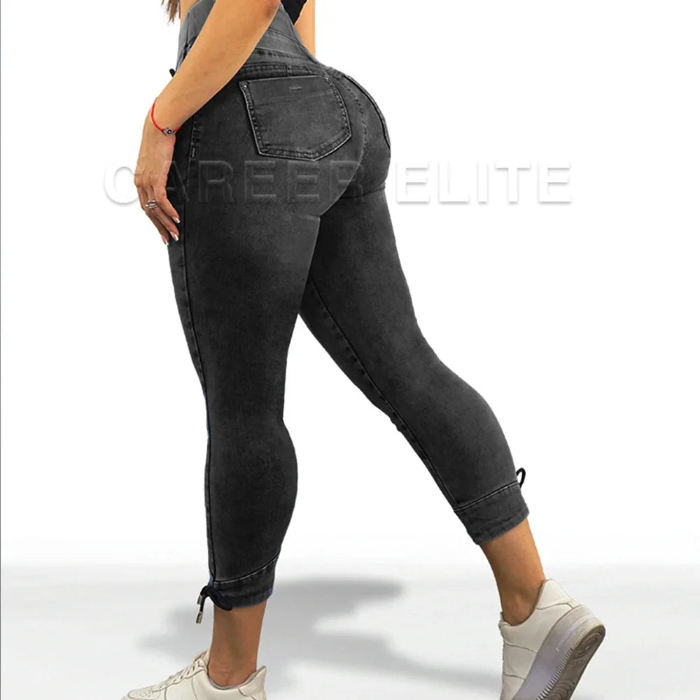 New Trend Women Skinny Jeans High Waist Fashion Casual Cropped Jeans Slim Fit Denim Pants Spring Autumn Washed Stretch Trousers