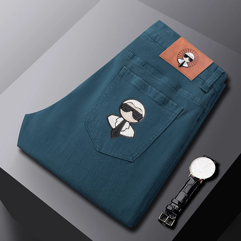 Fashion Men Jeans Stretch Straight Leg Casual Slim Fit Denim Pants Male Brand Luxury Design Business Classic Trousers