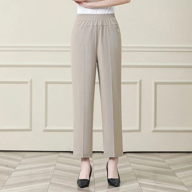 Summer New Ice Silk Casual Trousers Thin Sports Loose Trend Straight Quick-drying Mom Trousers