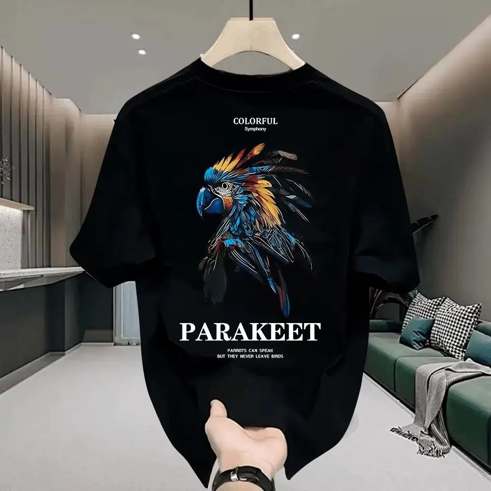 New Style American Pure Cotton Loose Men's T-shirt Fashion for Summer Casual Daily Sport Round-neck Hip-hop Short-sleeved Shirt