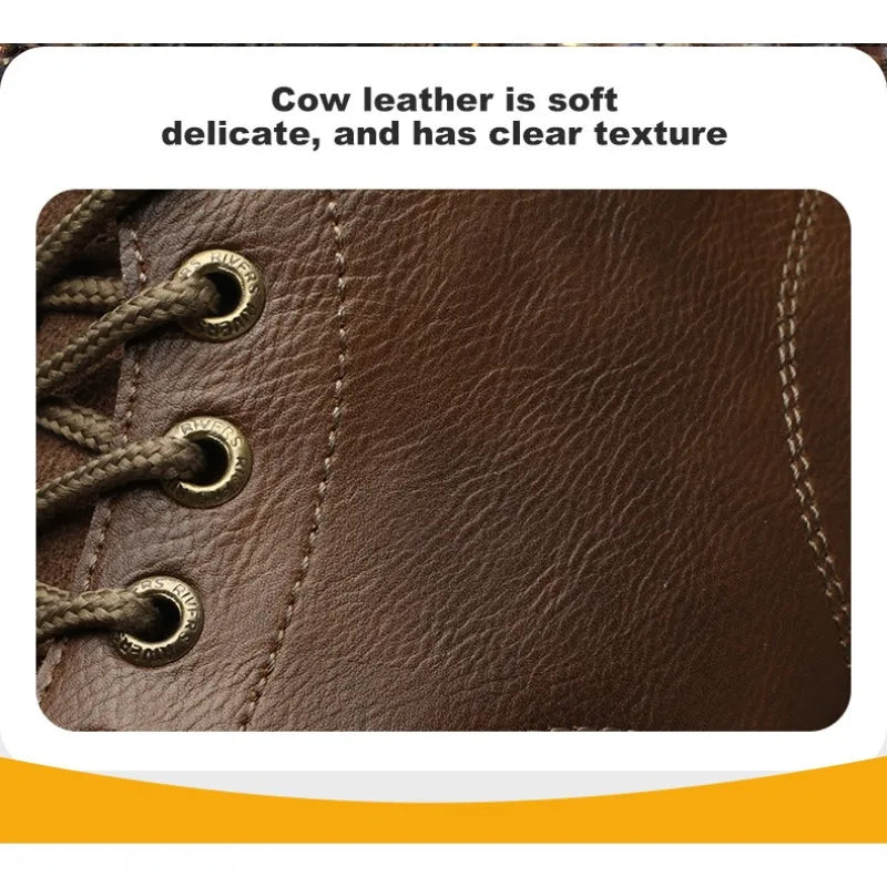 Breathable Cowhide Labor Protection Shoes with Steel Toe Caps for Anti Smashing Anti Puncture Safety Shoes Wear-resistant