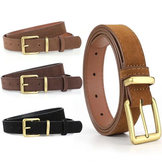 Women Suede Leather Belt Casual Versatile Business Waist Strap Belt Trendy Luxury Design Pin Buckle Waistbands