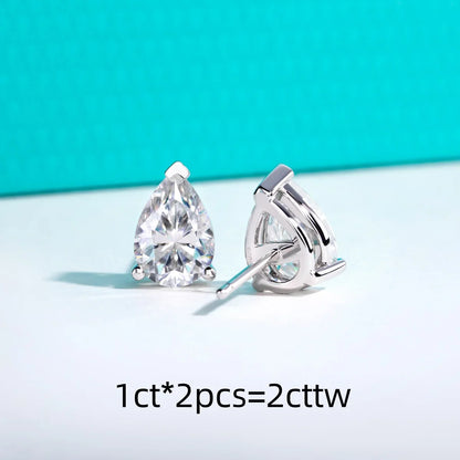 Classic Stud Earrings for Women 1cttw-6cttw Pear Moissanites 925 Sterling Silver D Color VVS1 Moissanite Earrings