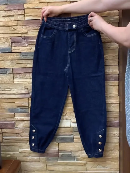 High Waist Straight Jeans Loose Fit Stretch Haren Denim Pants