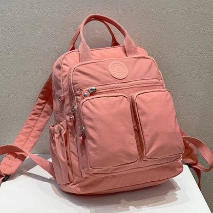 Fashion Woman Backpack Waterproof Nylon Soft Handle Solid Multi-pocket Travel Zipper Feminina School Bags Laptop Backpack