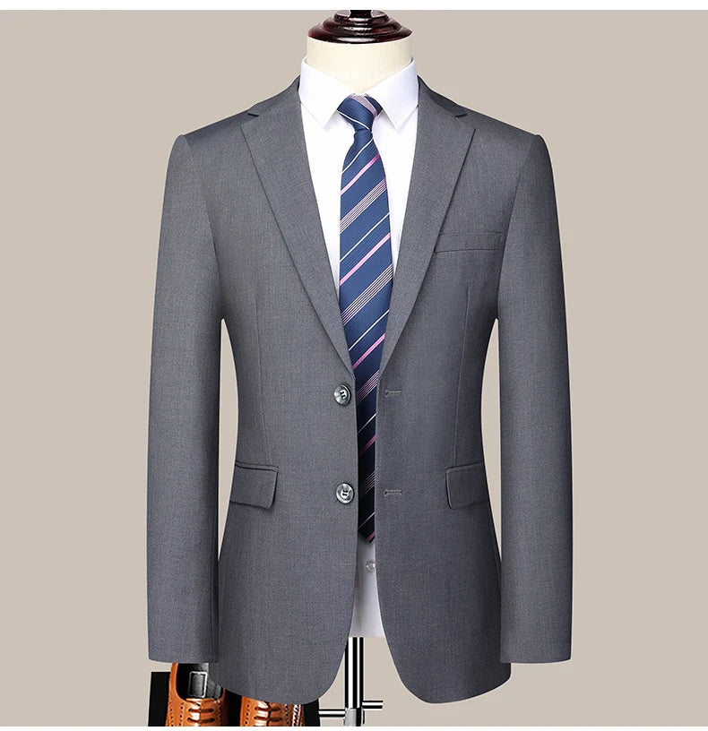 Men's Slim Fit Two-Button Wedding Suit Korean Style Business Formal Two-Piece Set with Trousers High-Quality 2025