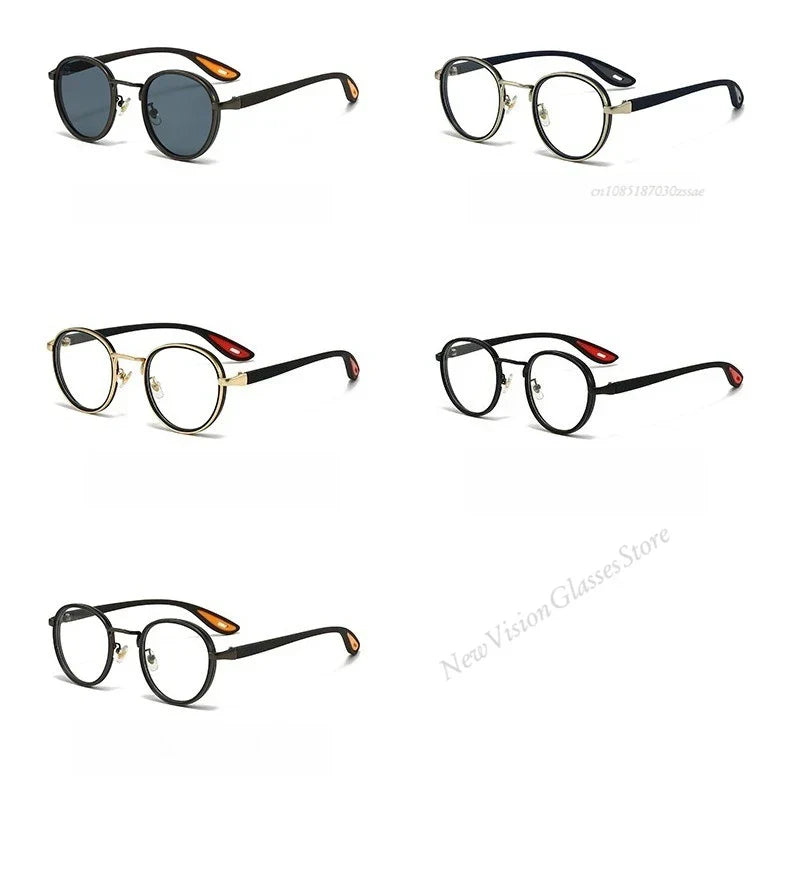 Vintage Designer Outdoor Sunglasses Men Round Fashion Plastic Titanium High Quality Sun Glasses Man UV Protection Glasses Woman