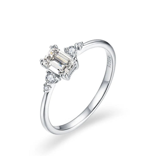 New Emerald Cut 0.6CT Moissanite Diamond Ring for Women DVVS1 Color Classic Engagement Wedding Fine Jewelry Luxury Gift