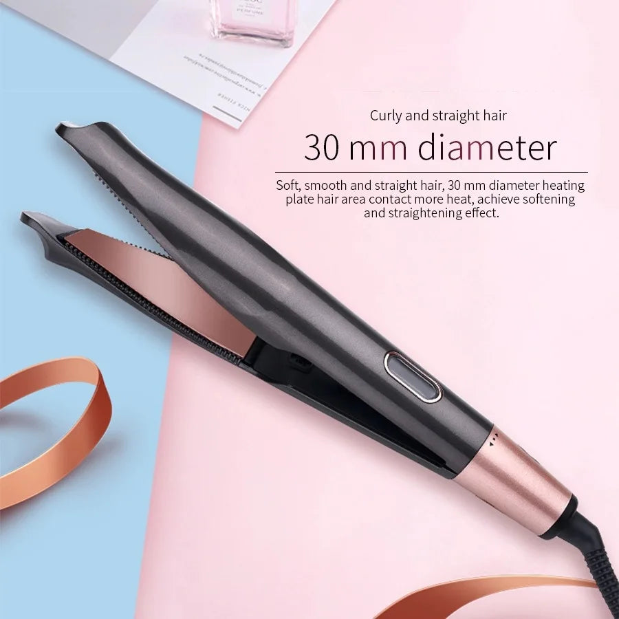 2026 New Hair Straightener Curler 2 in 1 Negative Ion Fast Heating Styling Iron Professional Flat Iron Curling Tool Home Travel