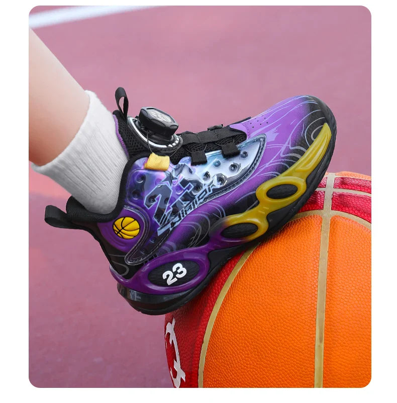 Children‘s Basketball Shoes Non-slip Breathable Basketball Sports Training Shoes Boys Girls Sneaker Outdoor Lace-up Running Shoe