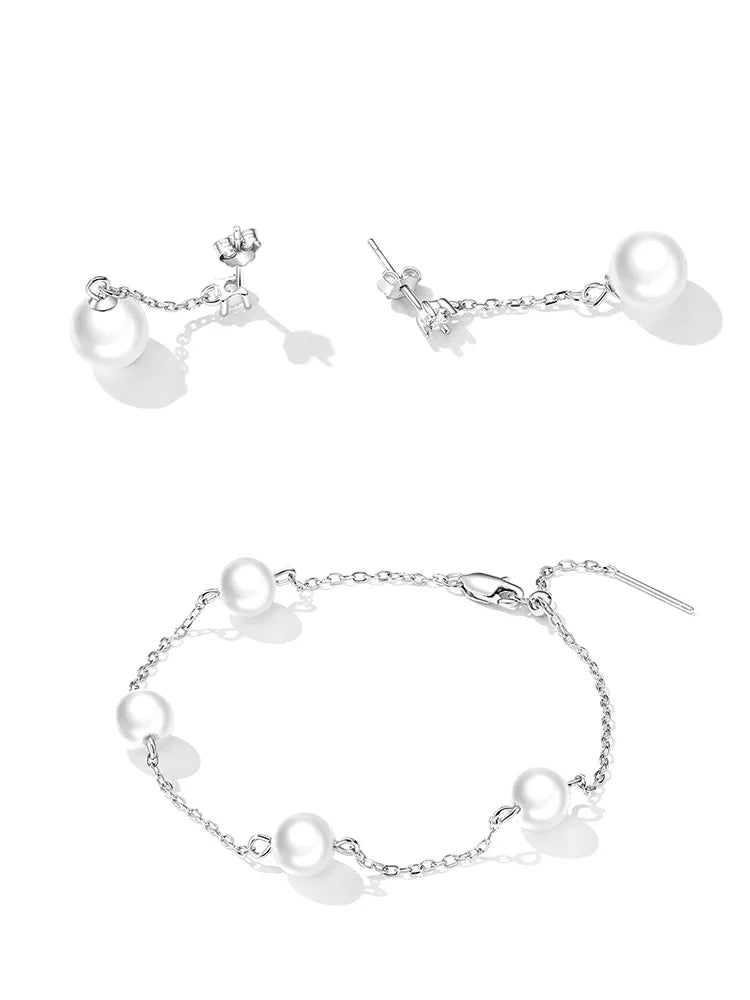 100% 925 Sterling Silver Delicate Shell Pearl Bead Women Bracelet Silver Adjustable Bracelet Fine Jewelry Wedding Gift