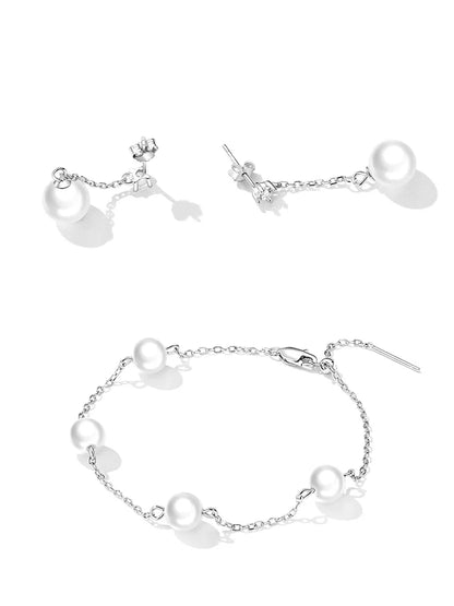 100% 925 Sterling Silver Delicate Shell Pearl Bead Women Bracelet Silver Adjustable Bracelet Fine Jewelry Wedding Gift
