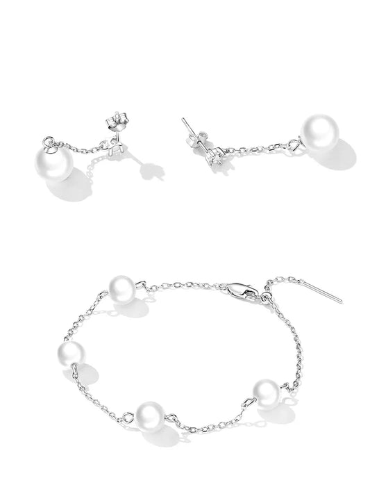 100% 925 Sterling Silver Delicate Shell Pearl Bead Women Bracelet Silver Adjustable Bracelet Fine Jewelry Wedding Gift