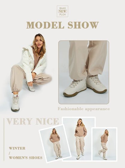 Winter Women Sneakers New Casual Waterproof Plush Warm Snow Boots Female Outdoor Non-Slip Lace up Walking Shoes ﻿